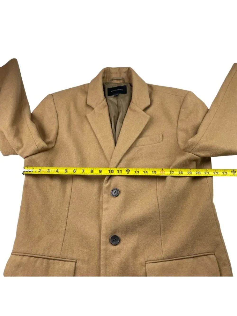 Banana Republic Men's Wool Blend 3-Button Trench Overcoat Khaki/Tan • Large